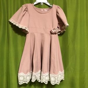 Toddler Girls Flare Lace Trim Princess Party Dress